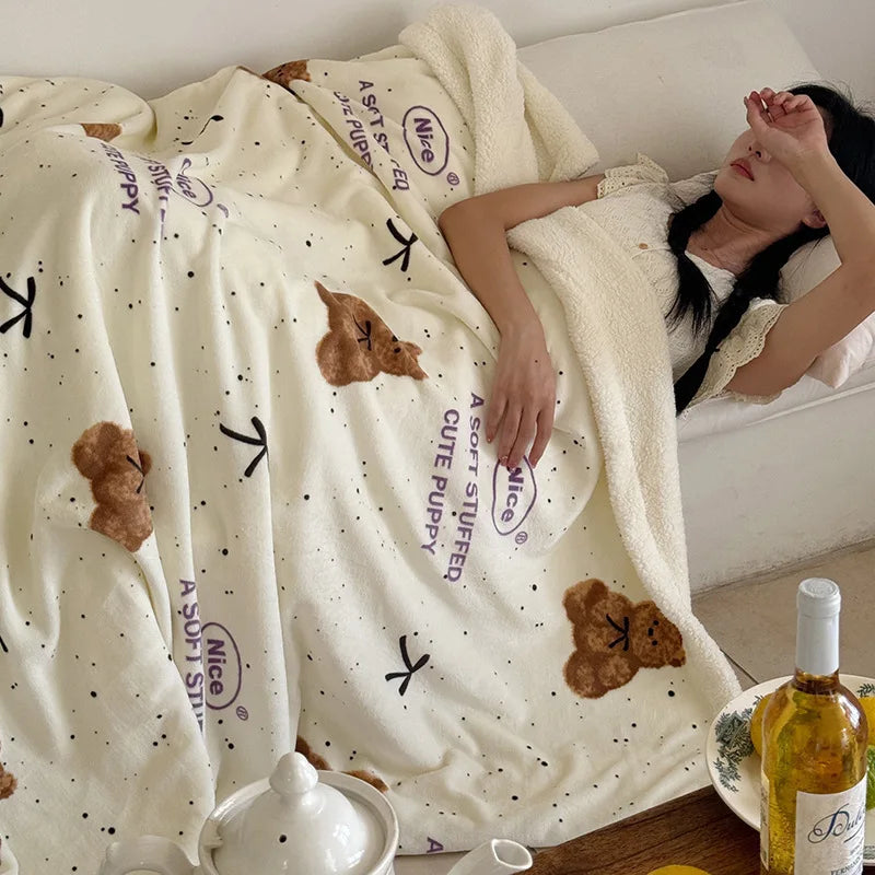 Decorbites™ Koreanisches Cartoon-Plüschdecke, weiche Nappensofabezug für Zuhause und Wohnheim
