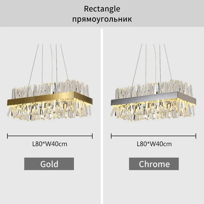 DecorBites™ Crystal LED Chrome Pendant Chandelier for Kitchen Dining Living Room