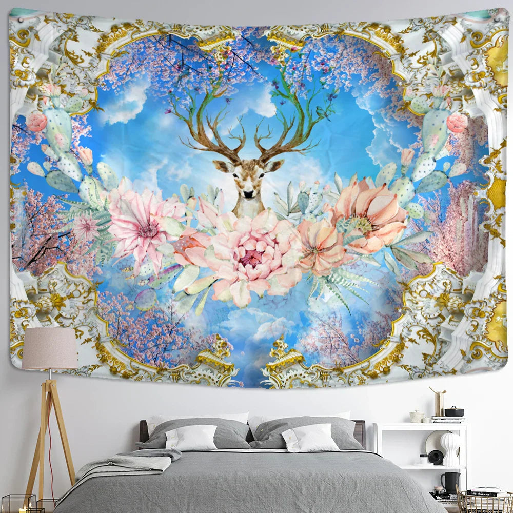 Decorbites™ Elch-Teppich Wandbehang Mystischer Sternenhimmel Wohnraumdekoration