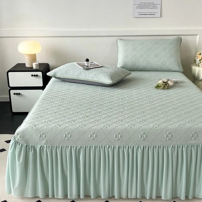 Decorbites™ Ice Bean Jacquard Bettrock-Set - 3 Teile, Sommergewaschene Matratzenauflage