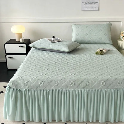 Decorbites™ Ice Bean Jacquard Bettrock-Set - 3 Teile, Sommergewaschene Matratzenauflage