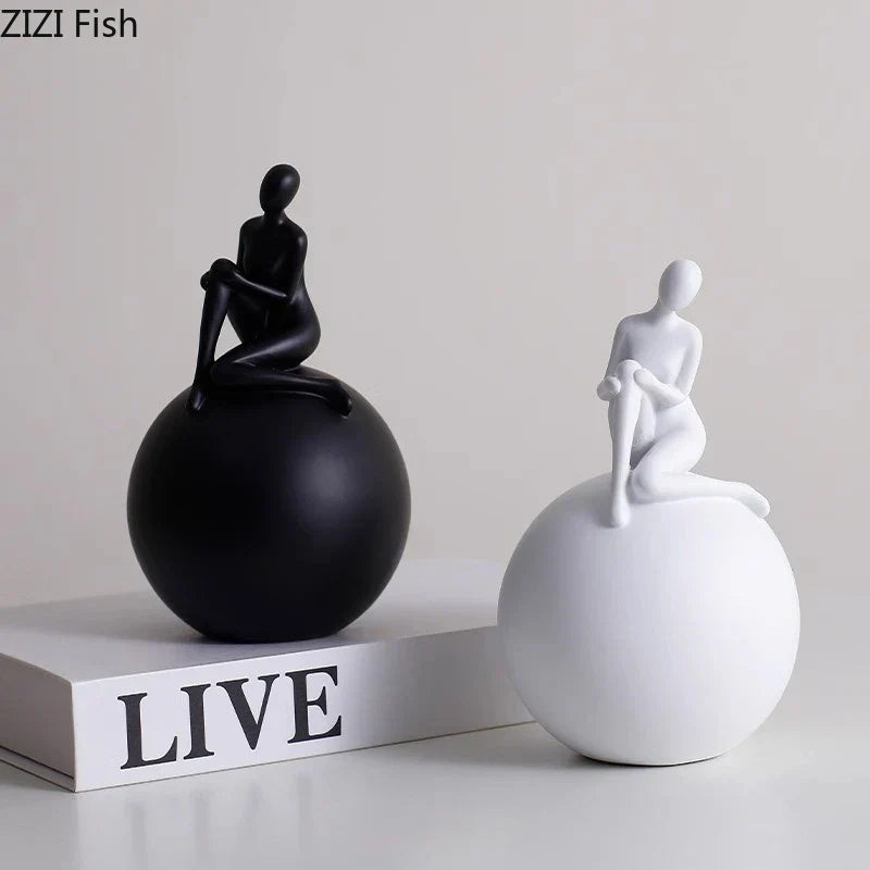 Decorbites™ Geometrische Basis-Charakter-Statue-Dekoration – Harz-Skulptur für ästhetische Raumornamente
