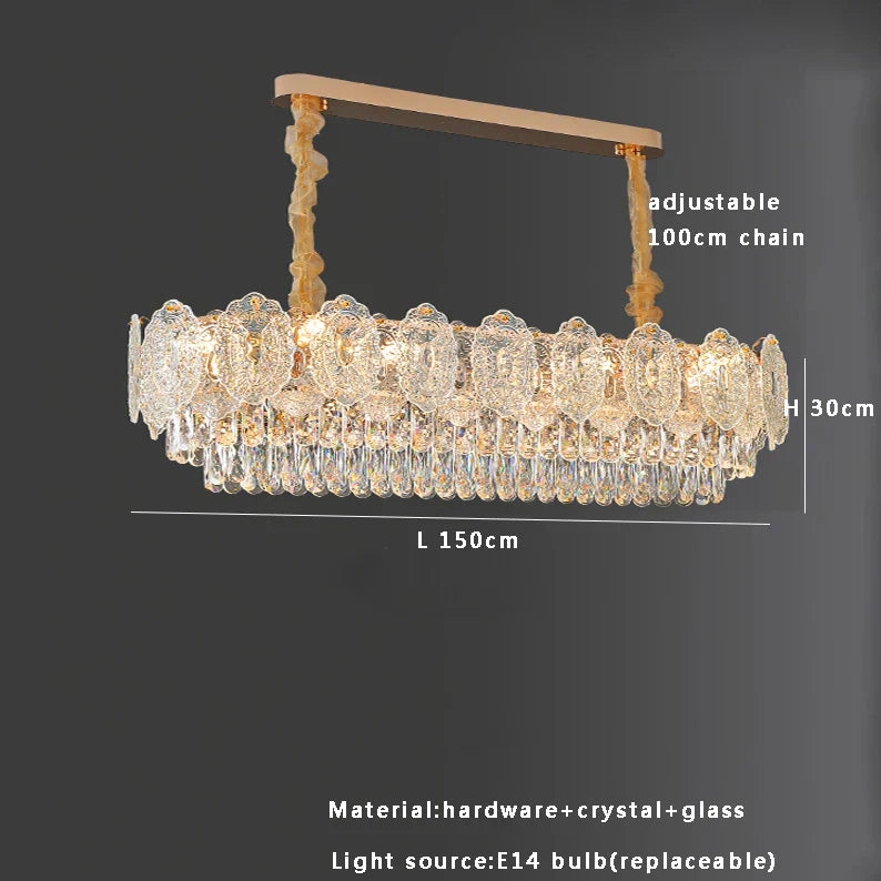 Gold Crystal Dining Pendant Round Dia120cm