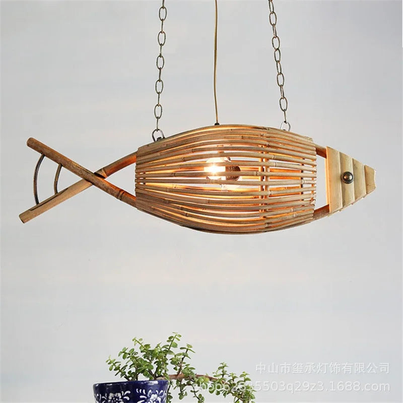 Decorbites™ Bambus-Fisch-Kunst-Anhängerleuchten – Nordische LED-Leuchte für Küche & Wohnzimmer