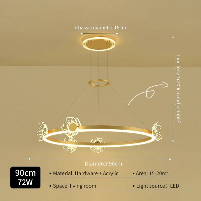 Gold Butterfly Crystal Chandelier For Living Room