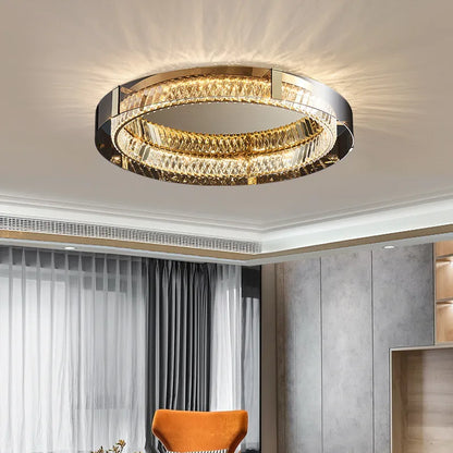 DecorBites™ Crystal LED Dimmable Ceiling Lamp with Steel Body and Gray Glass