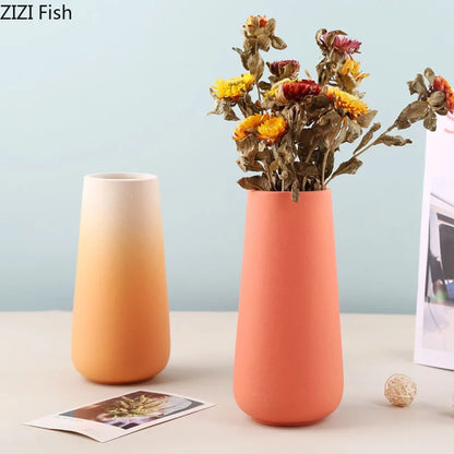 Decorbites™ Gradient Keramik Vase Zylinder Schreibtischdekoration Blumenvasen Modernes Raumdekoration