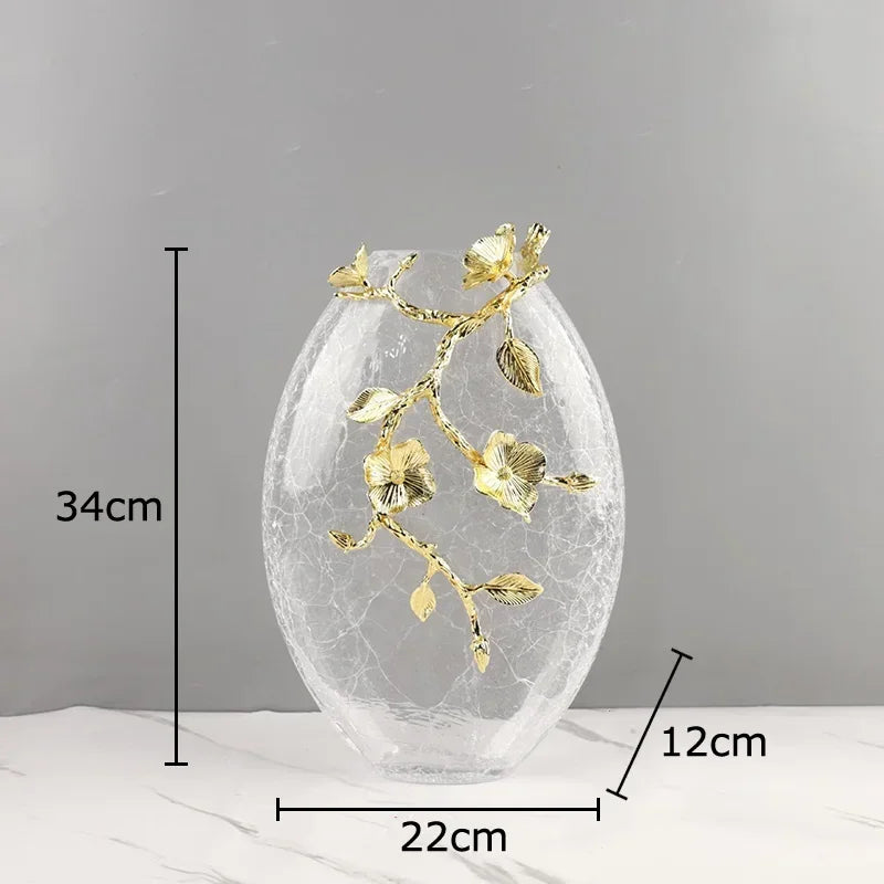 Decorbites™ Goldene Blüten-Glasvase als Schreibtischdekoration, ästhetische Blumenvasen, Raumdekoration