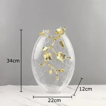 Decorbites™ Goldene Blüten-Glasvase als Schreibtischdekoration, ästhetische Blumenvasen, Raumdekoration