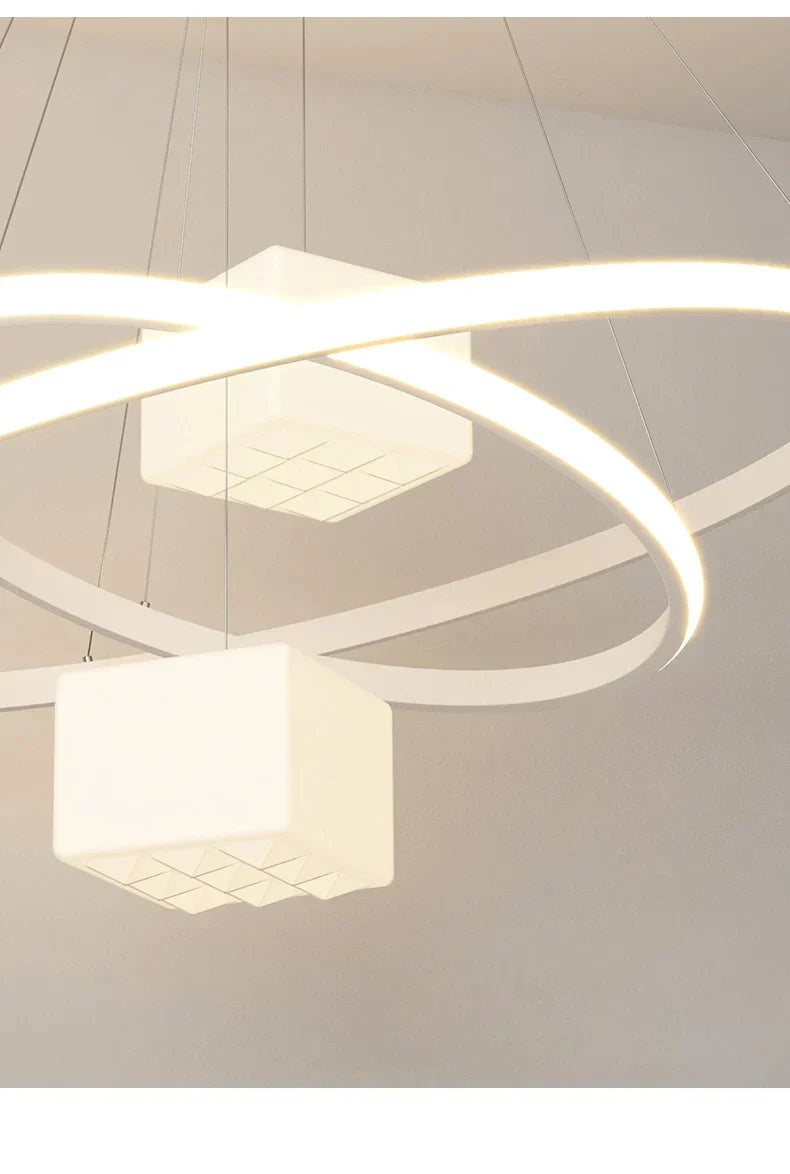 Decorbites™ LED-Kronleuchter: Moderne weiße Hängelampe für Wohnzimmer und Küche, Innenraum-Dekorleuchten