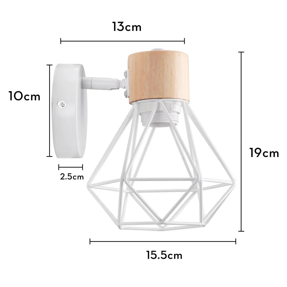 DecorBites™ Iron White Cage Wall Lamp for Modern Indoor Lighting