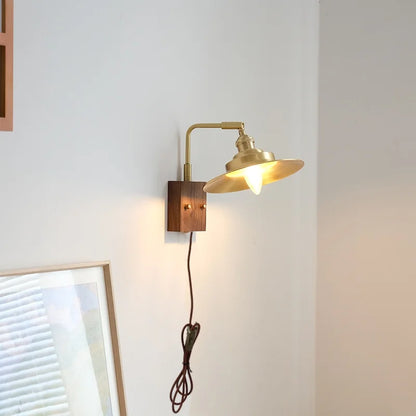 Decorbites™ LED-Wandleuchte aus Walnussholz, drehbar, Kupfer-Nachttischlampe