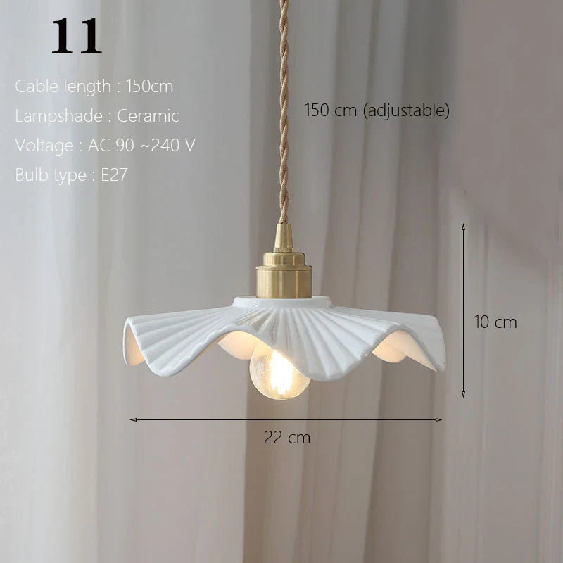 Japanese Ceramic Pendant Light With Copper Finish