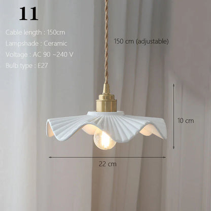Japanese Ceramic Pendant Light With Copper Finish