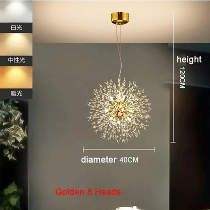 Modern Dandelion Starburst Pendant Light In Chrome