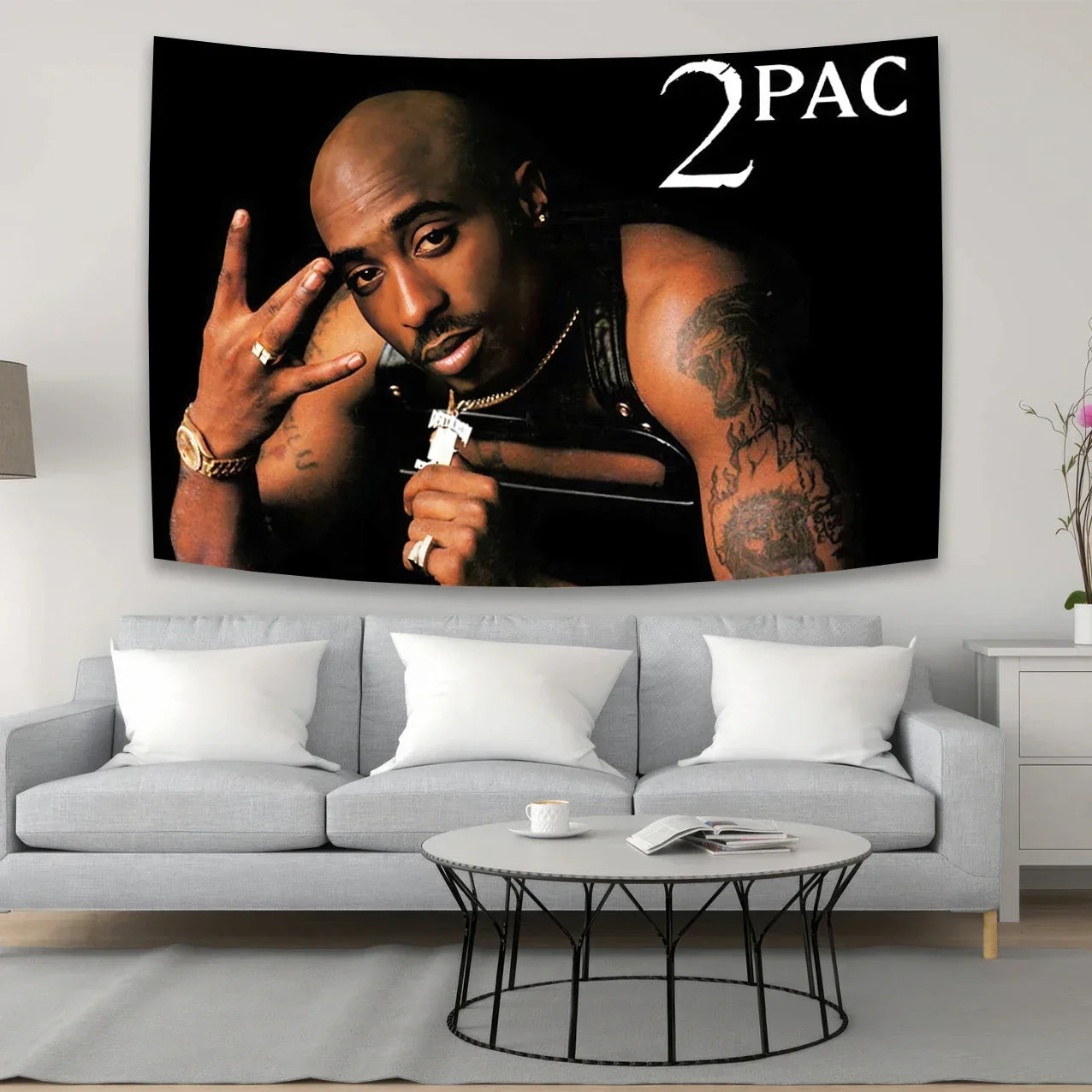 DecorBites™ 2Pac Tapestry Hip-Hop Style Wall Hanging for Home Décor and Dormitory