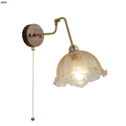 Decorbites™ LED Wandlampen mit Zugschalter Nachttischlampe Bernstein-Glas Moderne Treppenbeleuchtung