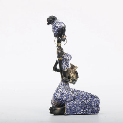 DecorBites™ African Woman Sculpture: Realistic Home Decor Figurine