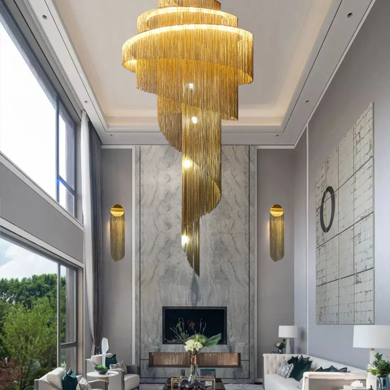 Decorbites™ Gold/Silber Aluminium-Ketten-Kronleuchter – Luxuriöse Dekoration für Wohnzimmer, Halle und Hotel