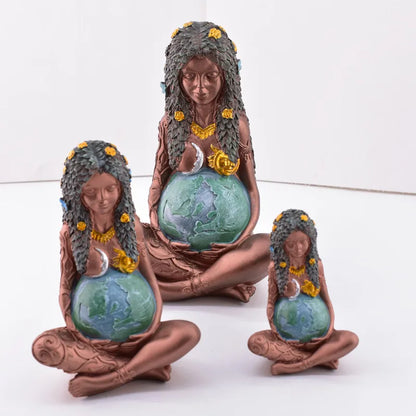 Decorbites™ Gaia Mutter Erde Lotus-Yoga-Pose Harz-Figur Dekoration für Zuhause Naturskulptur