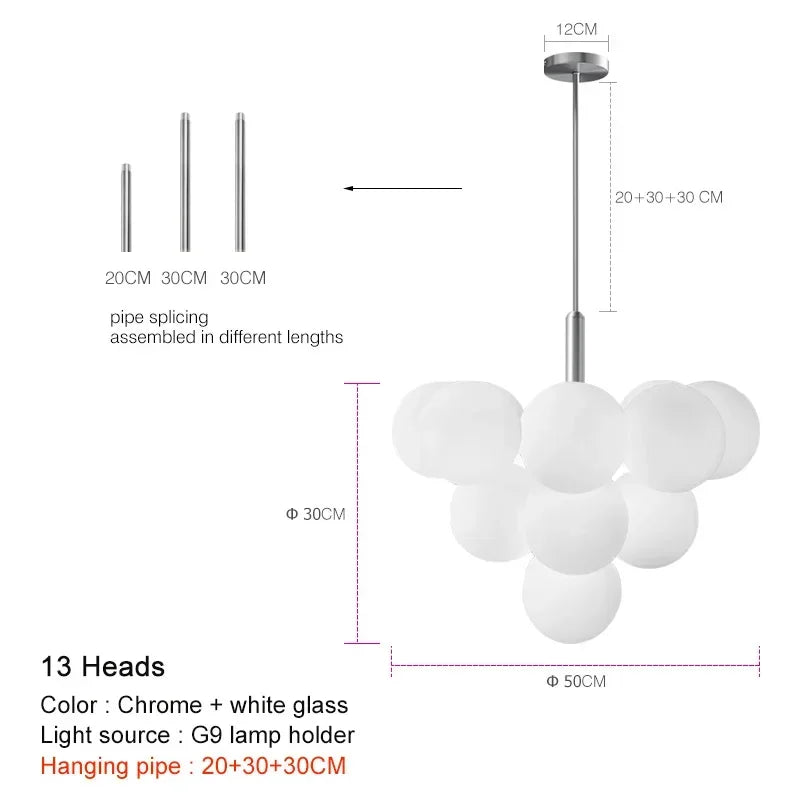 DecorBites™ Elegant Glass Chandelier for Living Room Dining Decor