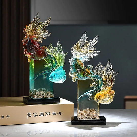 Decorbites™ Gradient Goldfisch-Harzskulptur - Heimdekoration