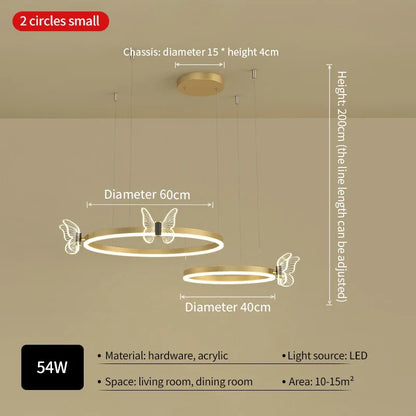 Decorbites™ Gold-Schmetterling-Kristall-Leuchter-Hängeampel für elegante Wohnzimmer- und Restaurantdekoration