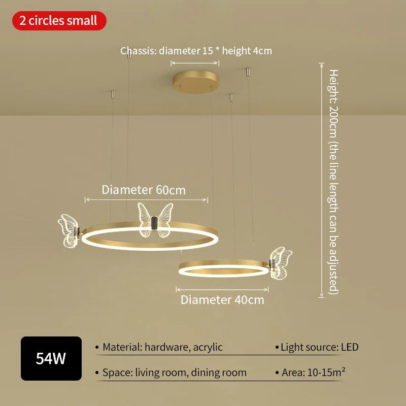 Gold Butterfly Crystal Chandelier For Living Room