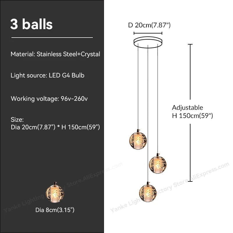 Decorbites™ Kristall-Blase-Ball-Hängeleuchte für Heimdekoration und Gastgewerberäume