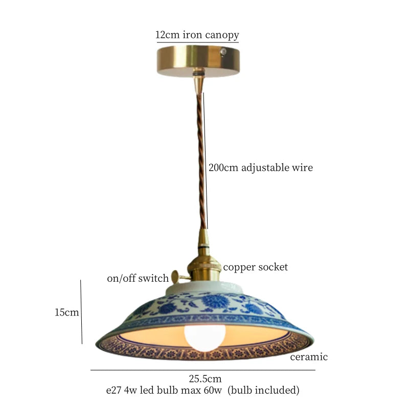 Decorbites™ Grüne Keramikkeramik Vintage LED-Hängeleuchte für Heimdekoration und Atmosphäre