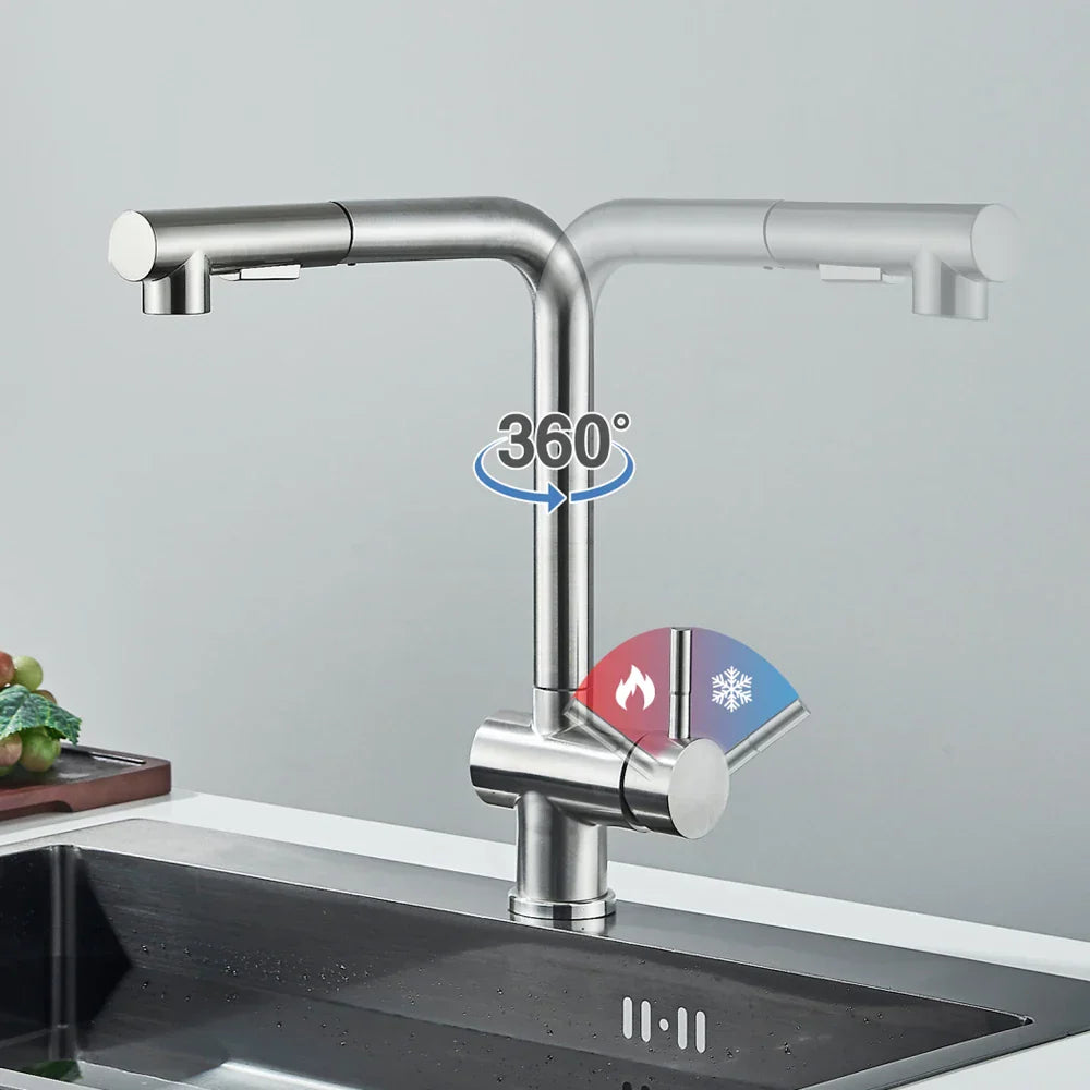 Decorbites™ Gebürsteter Nickel-Auszugsküchenarmatur Edelstahl-Wasserhahn Deckenmontage