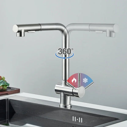 Decorbites™ Gebürsteter Nickel-Auszugsküchenarmatur Edelstahl-Wasserhahn Deckenmontage