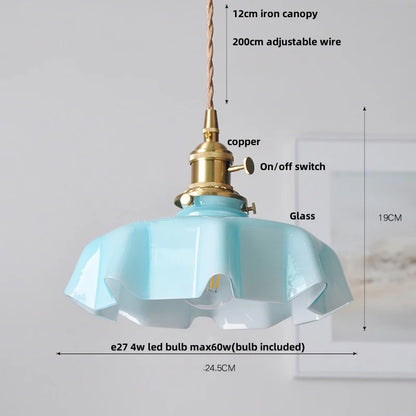 DecorBites™ Green Flower Glass Pendant Light for Kitchen Bar Restaurant, Modern Wire Adjustable Hanging Lamp
