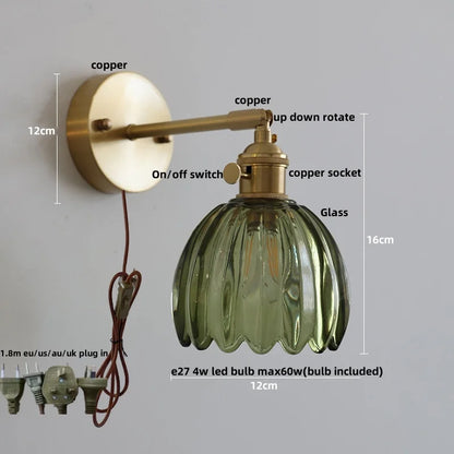 Decorbites™ Bernsteinglas Vintage-Stil LED-Wandleuchte mit Zugschalter