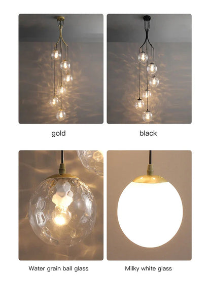 Decorbites™ Glas-Kugel-LED-Kronleuchter, moderner minimalistischer Loft-Villa-Treppenhaus-Dekor