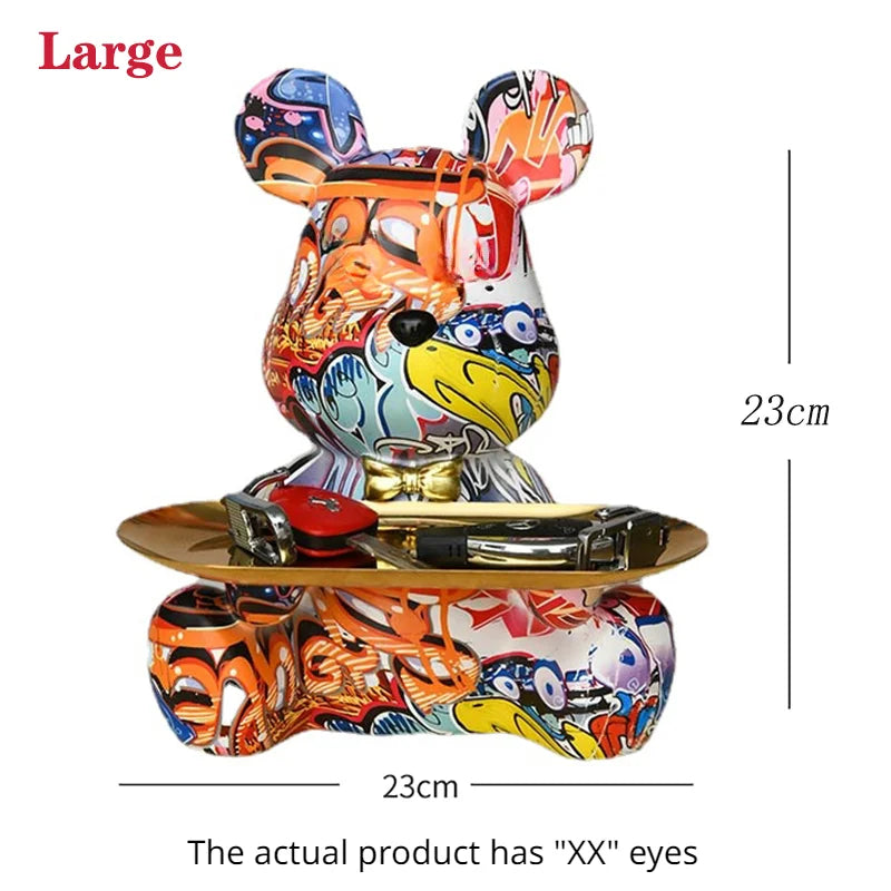 Decorbites™ Graffiti-Bären-Figur | Moderne Wohnraum-Dekorationsstatue | Schlüsselablage-Regal-Skulptur