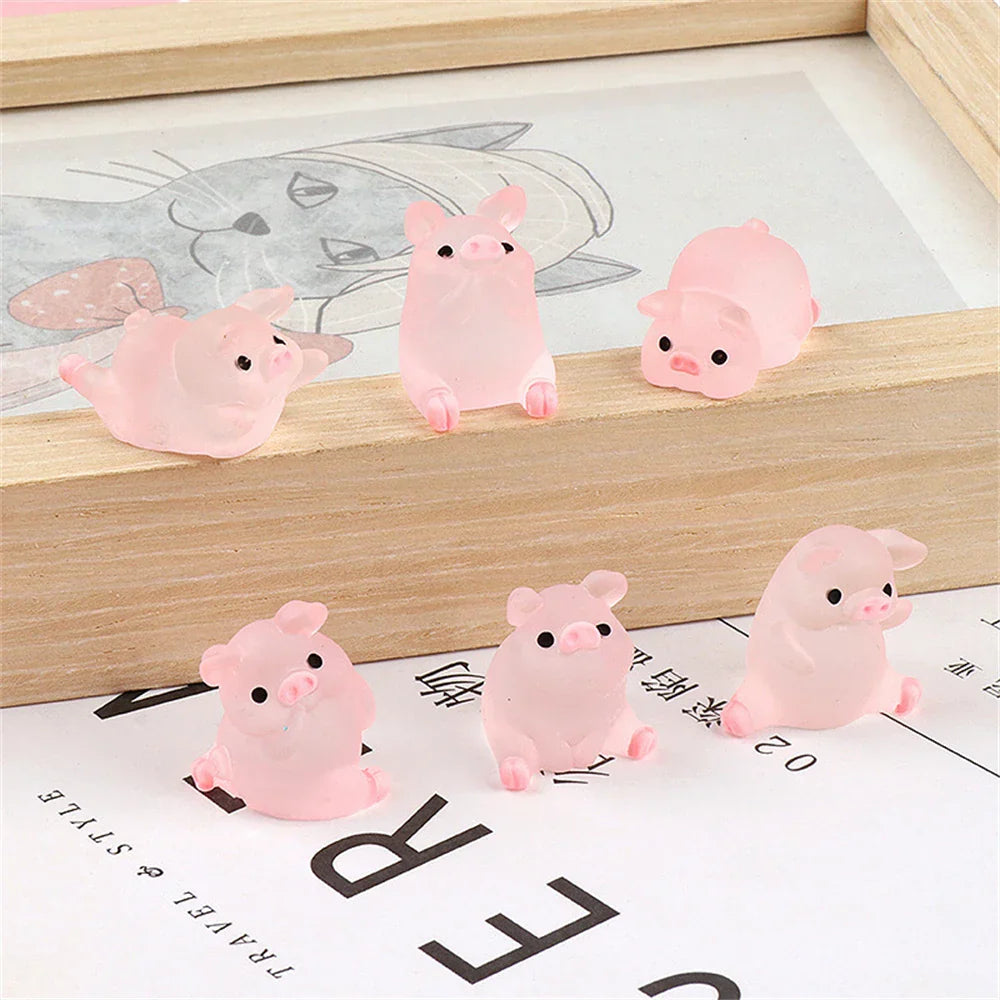 Decorbites™ Kawaii-Schweinchen-Miniaturen Terrarien-Figuren 6 Stk. Bastelarbeiten Heimdekoration