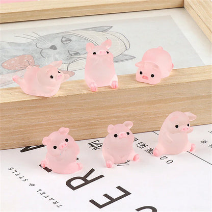Decorbites™ Kawaii-Schweinchen-Miniaturen Terrarien-Figuren 6 Stk. Bastelarbeiten Heimdekoration