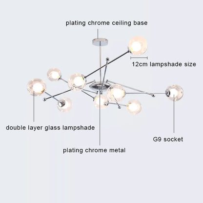 Decorbites™ Glas-Kugeln-LED-Kronleuchter Chrom-Hängeleuchte für die Hausdekoration