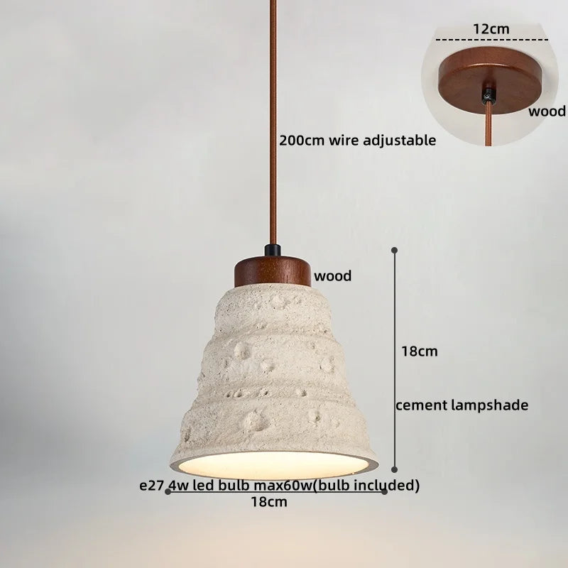 Decorbites™ Japanischer Stil LED-Hängeleuchten mit Holz-Baldachin und Zement-Lampenschirm