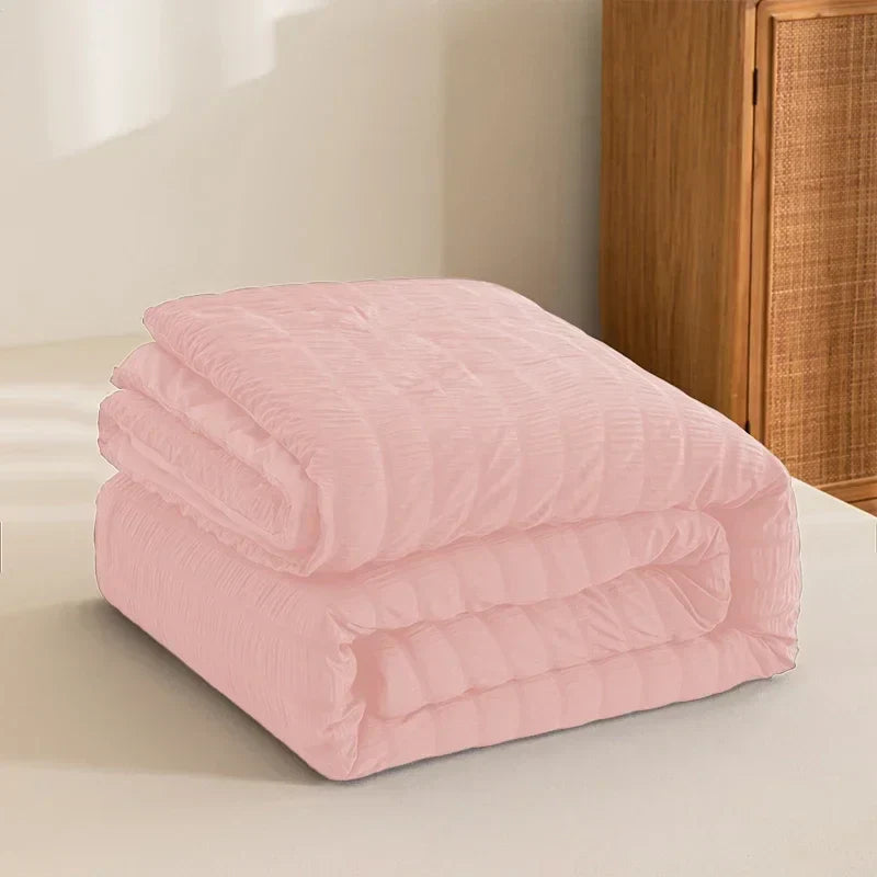 Decorbites™ King-Size Seersucker-Steppdecke: Weich, atmungsaktiv, Ganzjahres-Daunenbettdecke