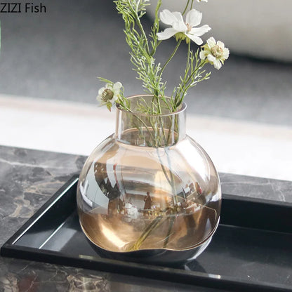 Decorbites™ Bernsteinglas-Vase Schreibtischdekoration Rund Blütenraum-Dekor