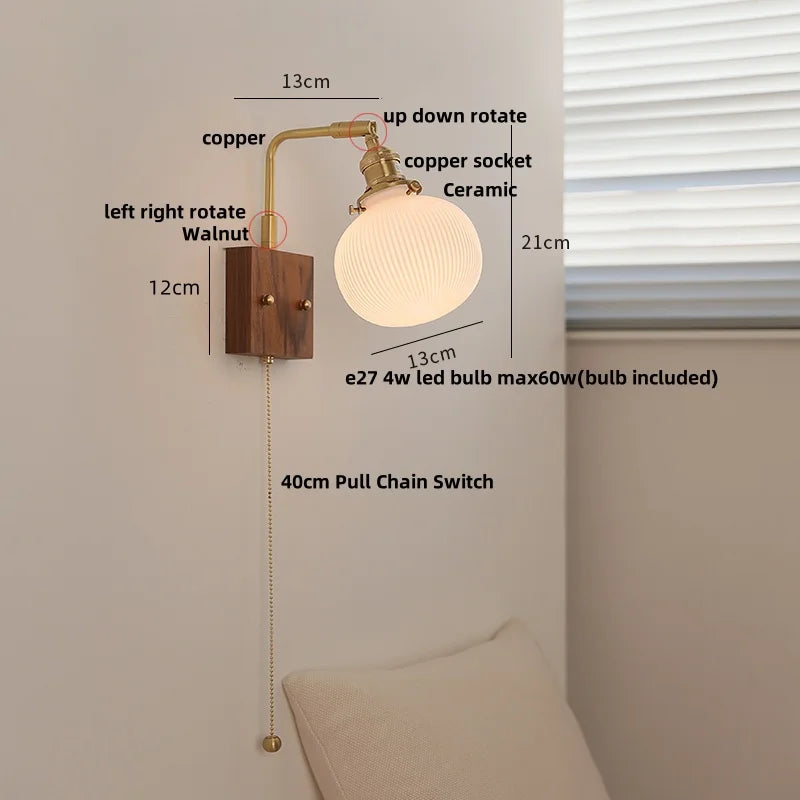 Ceramic Walnut Wall Lamp