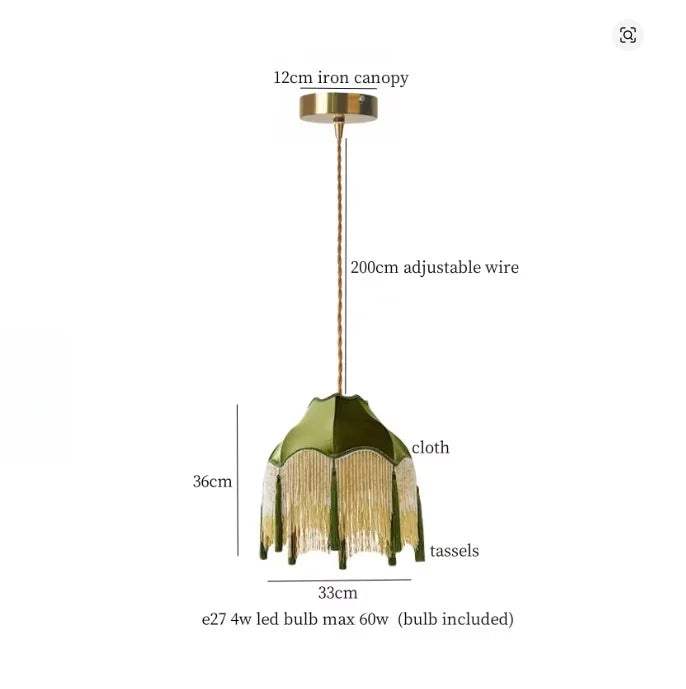 Decorbites™ Grüner Troddel-LED-Hängeleuchte - Amerikanische Vintage-Hängelampe für Zuhause und Café.