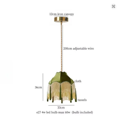 Decorbites™ Grüner Troddel-LED-Hängeleuchte - Amerikanische Vintage-Hängelampe für Zuhause und Café.