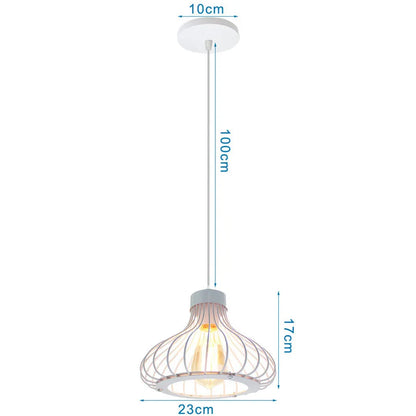 Decorbites™ Industrielles Vintage Weißes Schmiedeeisernes Käfig-Pendant-Licht für Wohnzimmer Schlafzimmer Esszimmer Loft