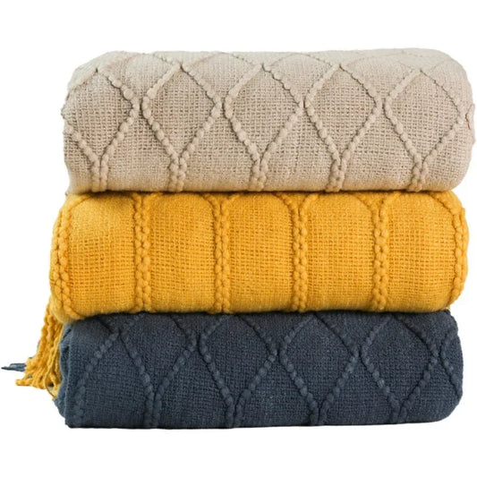 Decorbites™ Gestrickte Woll-Decke - Weiche nordische Überwurfdecke für Sofa, Bett oder Büro