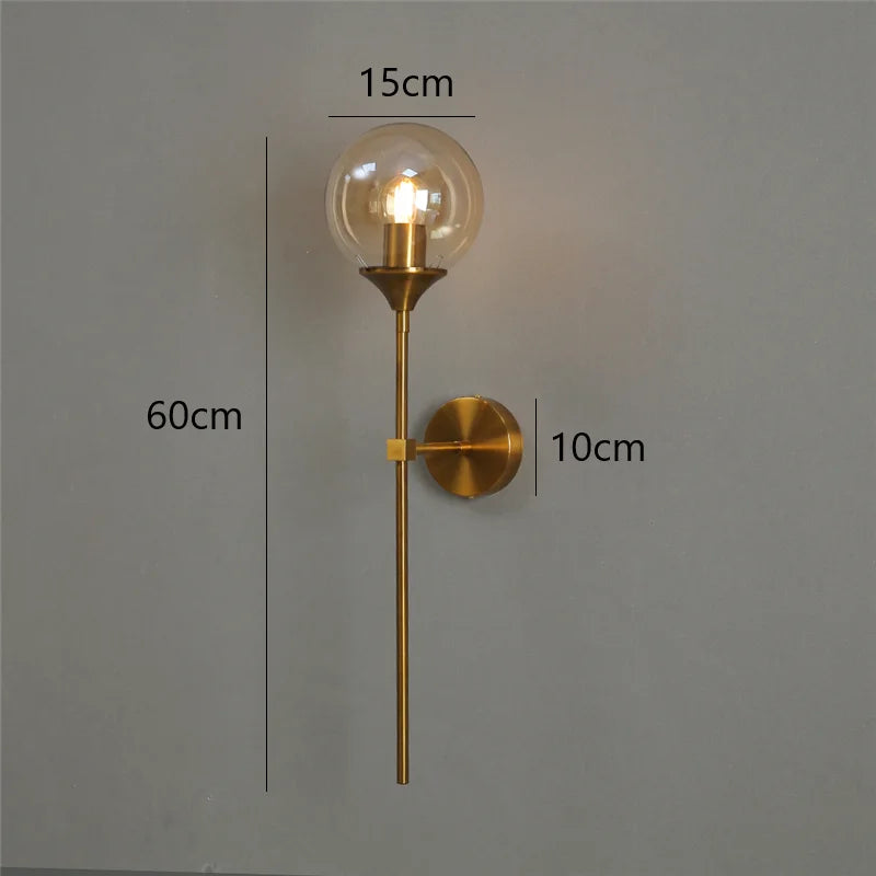 Decorbites™ Goldene Glas-Kugel-LED-Wandleuchten mit Touch-Schalter, modernes nordisches Dekor-Beleuchtung