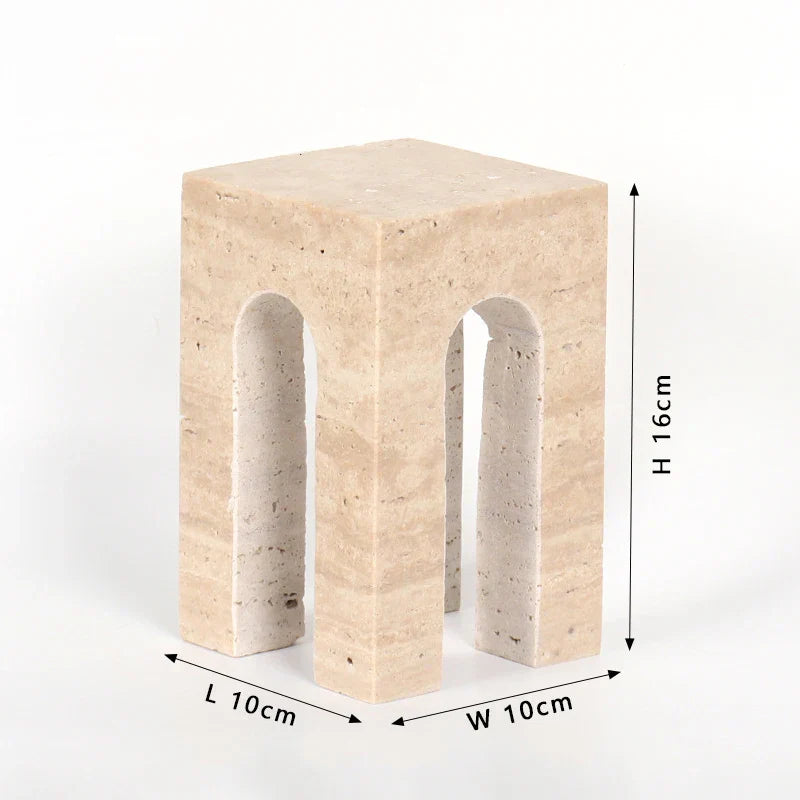DecorBites™ Hand-Carved Travertine Coffee Table Cabinet for Home Decor