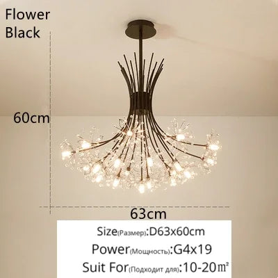 DecorBites™ Crystal Bionic Petals Chandelier for Living Dining Bedroom Hall Hotel Decor